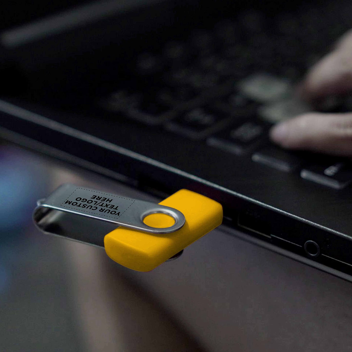 24 Swivel USB Flash Drives Pack, 8GB - Customizable Text, Logo - Pocket Size, Long Data Retention - Yellow