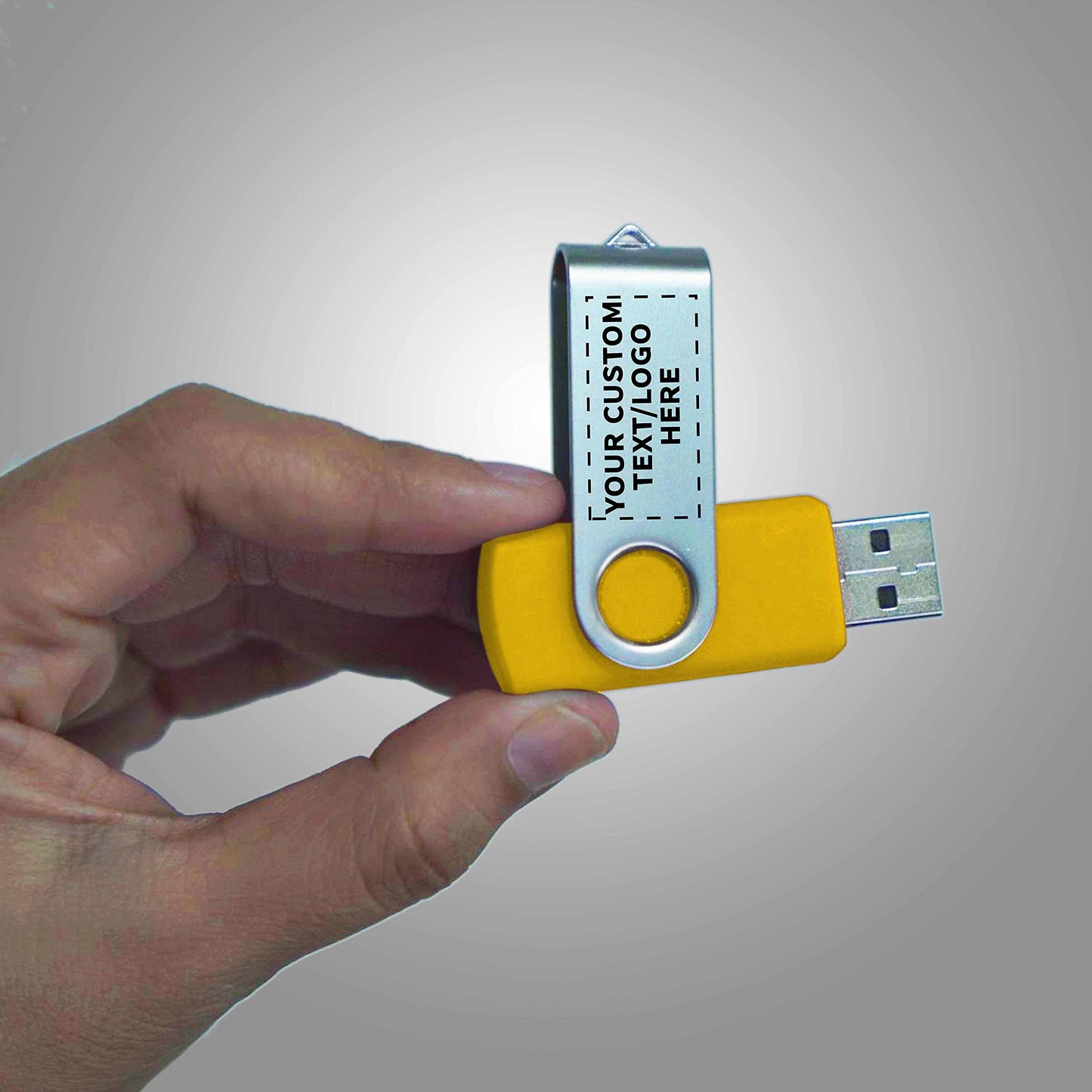 24 Swivel USB Flash Drives Pack, 8GB - Customizable Text, Logo - Pocket Size, Long Data Retention - Yellow